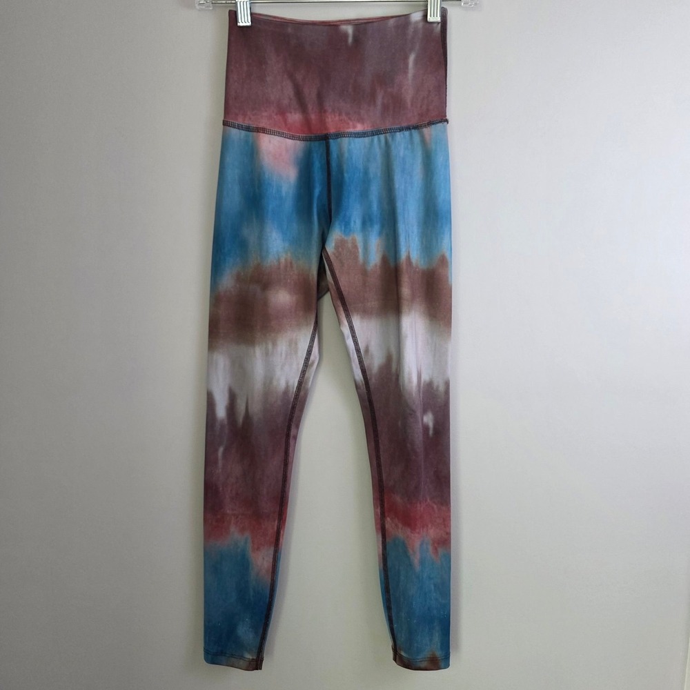 Beyond Yoga Tie Dye High Waisted Leggings Blue Burgundy XS Yoga Gym Running